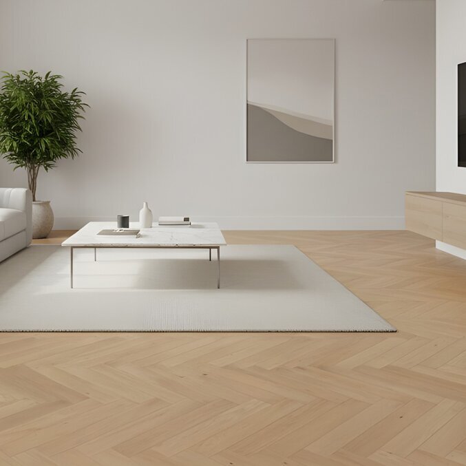 Parkett Eiche Roble Natur Parkettböden in Eichenholzoptik in einer Küche